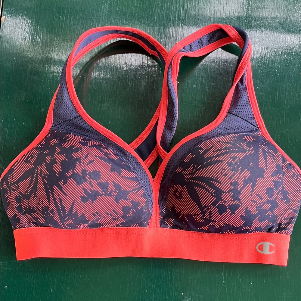 Champion Women's Blue and Orange/Pink Sports Bra